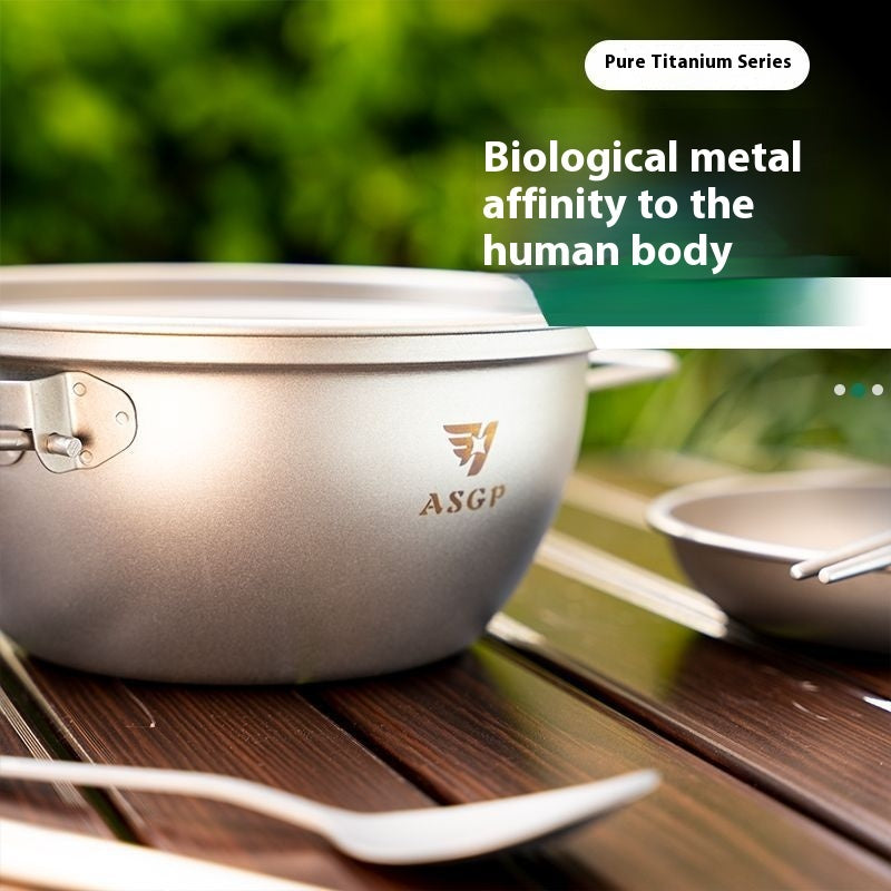 Outdoor Titanium Wok Pure Titanium Camping Pot