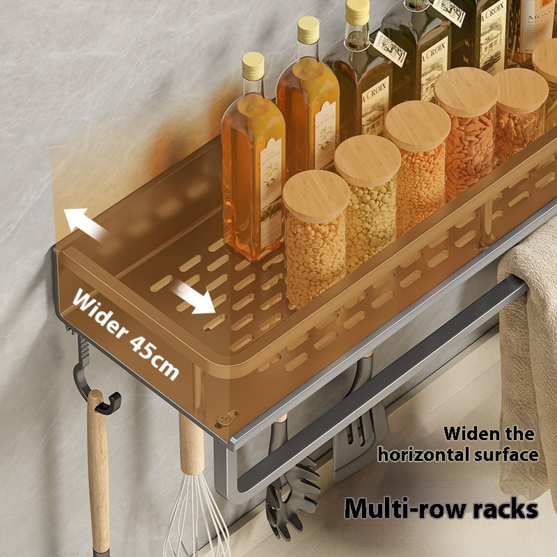 Multifunctional Wall-Mount Kitchen Rack for Seasoning