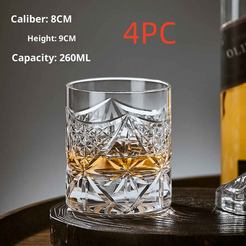 Hand Carved Whiskey Polished Carved Crystal Glasses