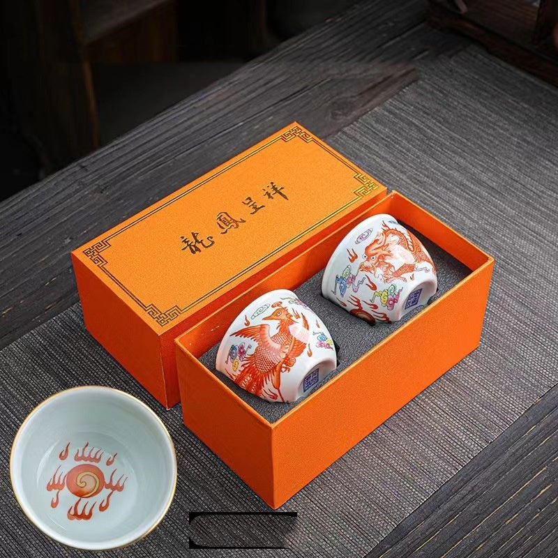 Chinese Retro Enamel Tea Cup Traditional Style Tea Cup