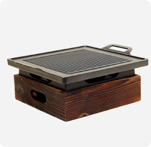 Korean-Style Wooden Handle Smokeless Grill Pan