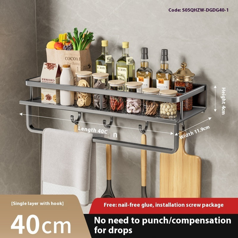 Multifunctional Wall-Mount Kitchen Rack for Seasoning
