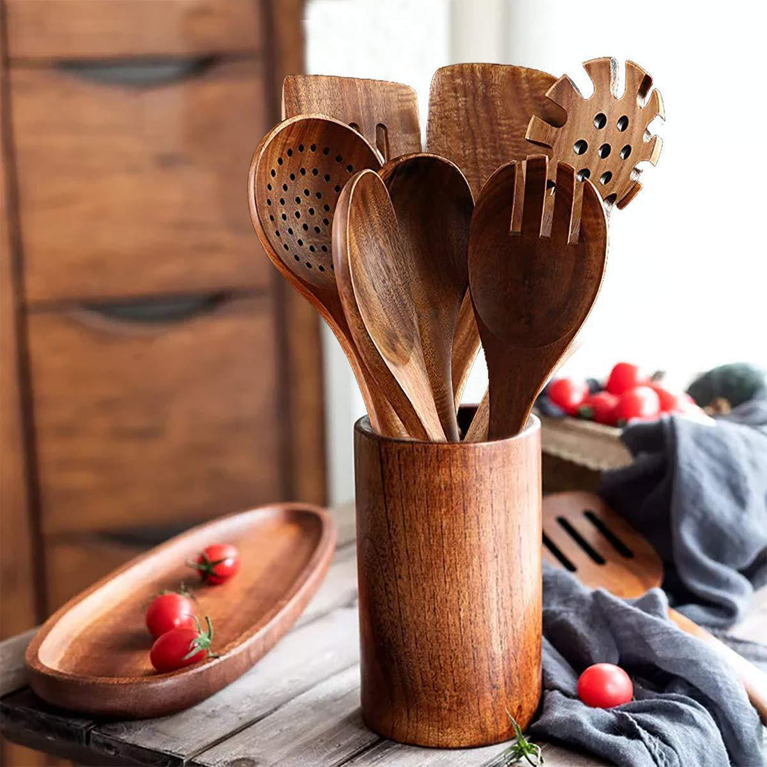 Wooden Kitchenware Set – Teak Spoon & Spatula