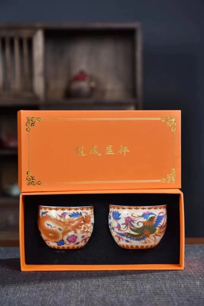 Chinese Retro Enamel Tea Cup Traditional Style Tea Cup