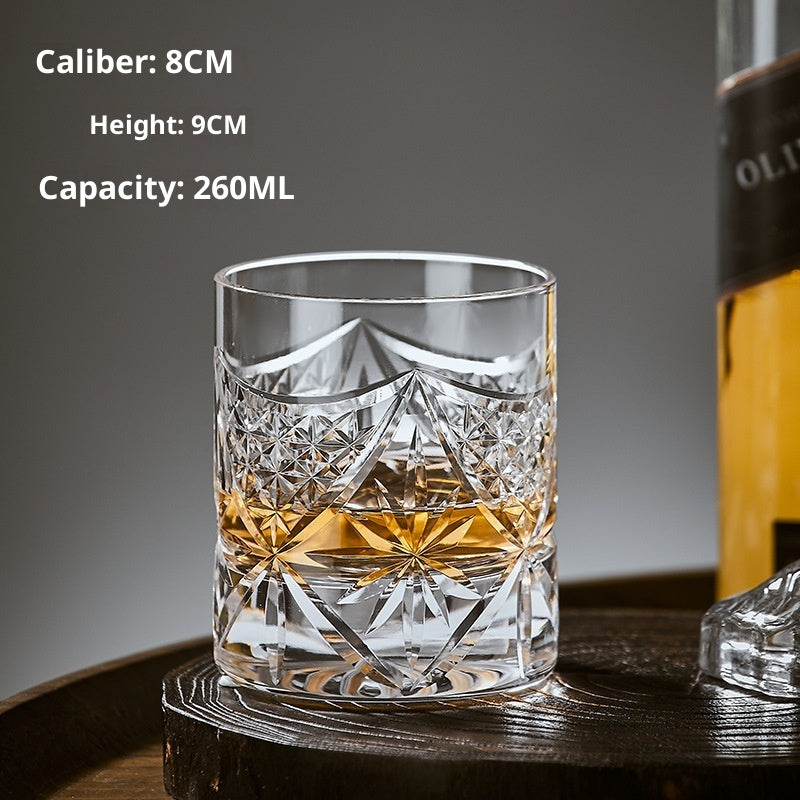 Hand Carved Whiskey Polished Carved Crystal Glasses