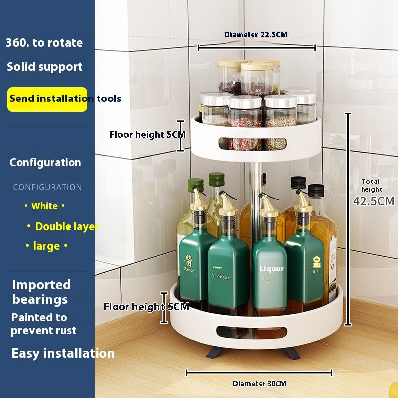 Double-Layer Rotating Kitchen Storage Rack