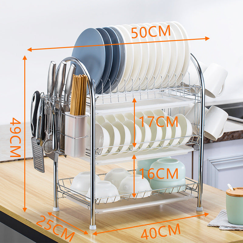 Multi-Layer Kitchen Countertop Dish and Utensil Rack