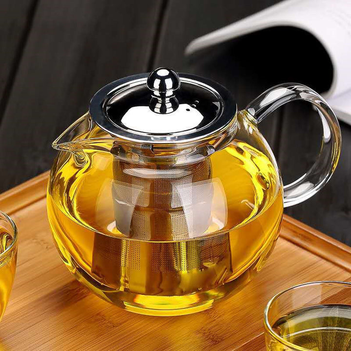 Heat Resistant Glass Flower Teapot Thickened Tea Pot