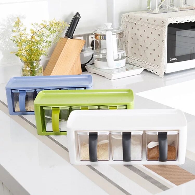 Stacked Plastic Spice Storage Boxes For Kitchen Seasonings