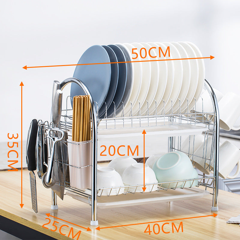 Multi-Layer Kitchen Countertop Dish and Utensil Rack