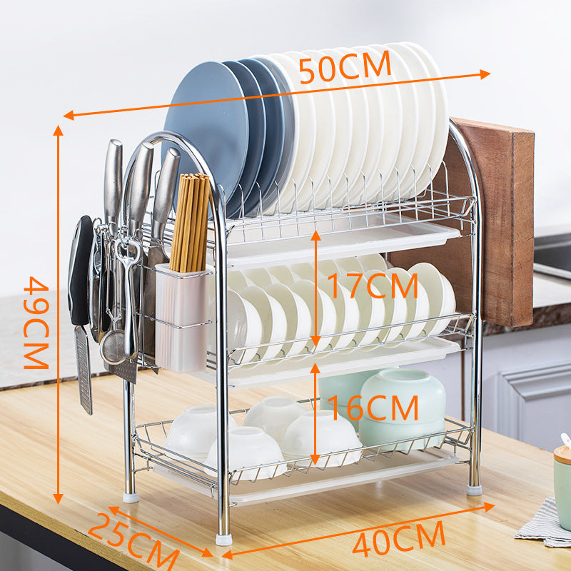 Multi-Layer Kitchen Countertop Dish and Utensil Rack