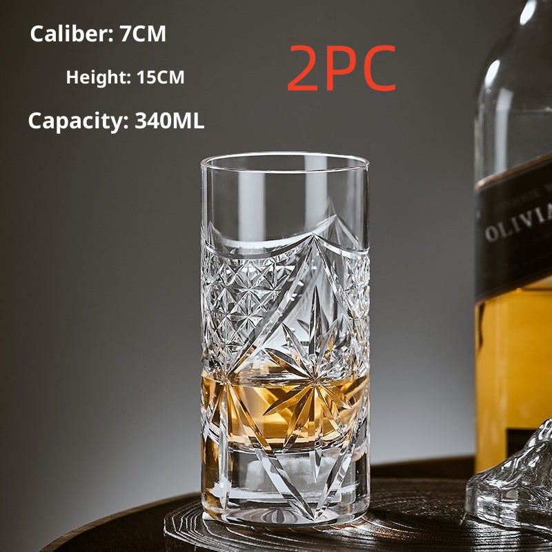 Hand Carved Whiskey Polished Carved Crystal Glasses