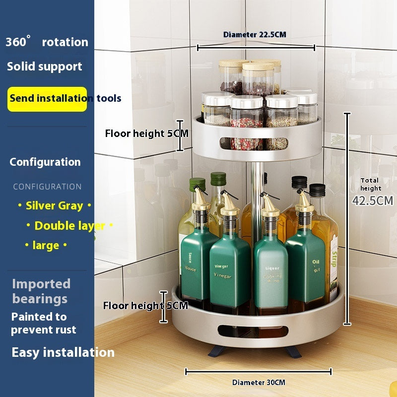 Double-Layer Rotating Kitchen Storage Rack