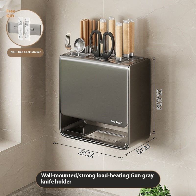 Gun Gray Kitchen Knife Holder Rack