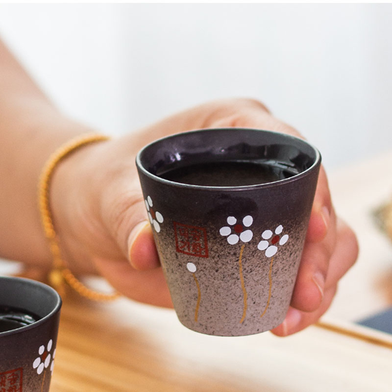 Vintage Ceramic Sake Cup Set Cherry Blossom Design