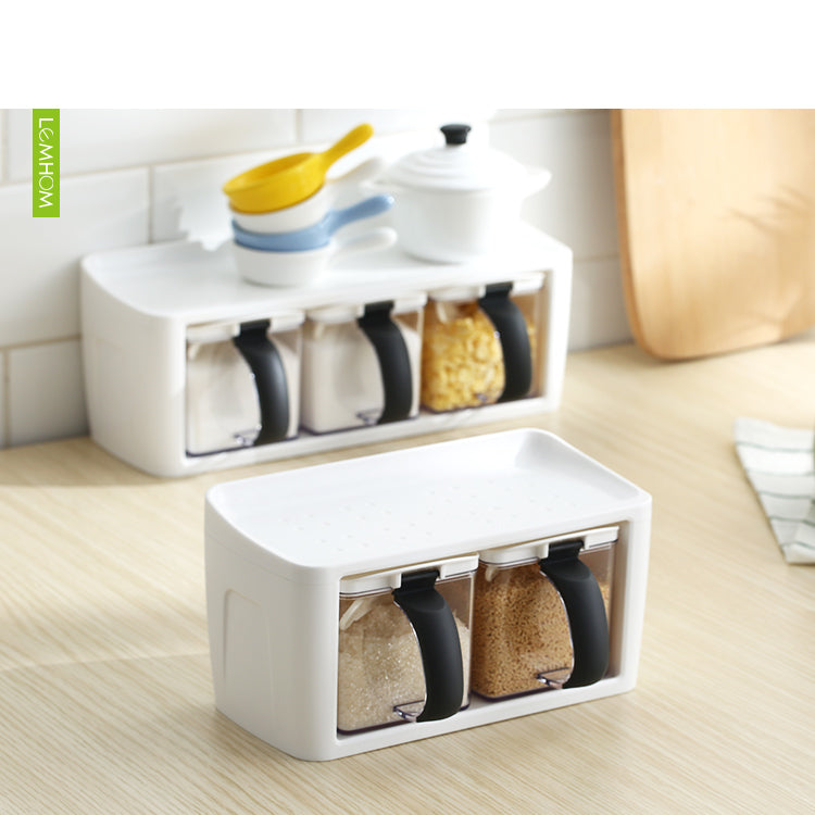 Stacked Plastic Spice Storage Boxes For Kitchen Seasonings