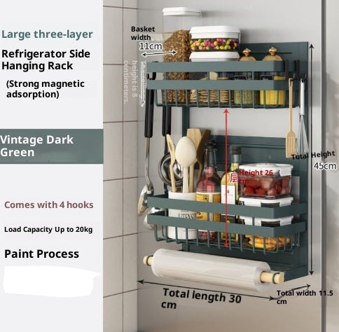 Magnetic Multi-Function Refrigerator Side Storage Rack