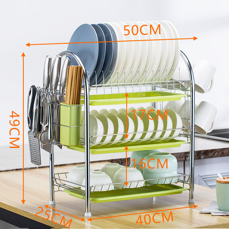 Multi-Layer Kitchen Countertop Dish and Utensil Rack