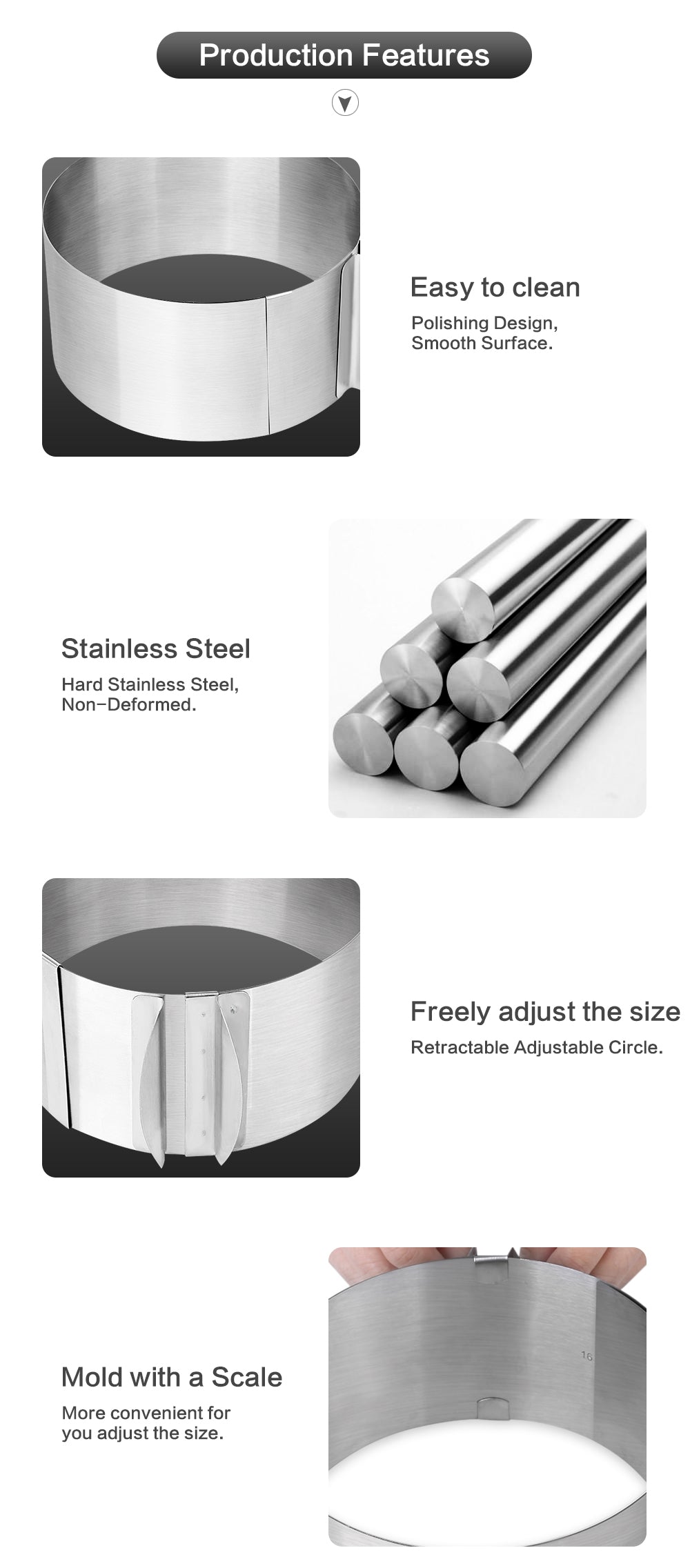 Adjustable Stainless Steel Cake Baking Mold Ring