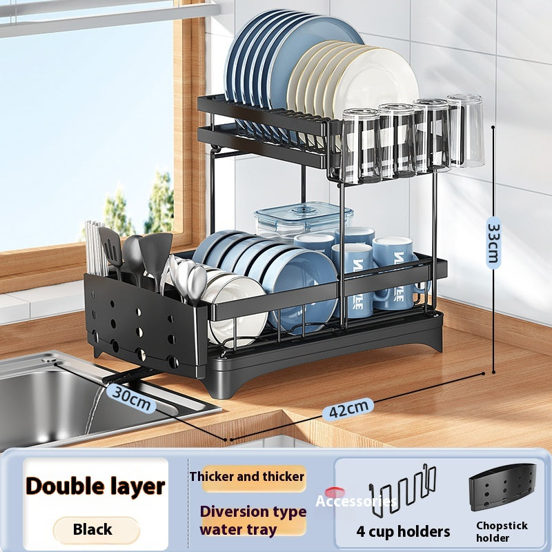 Kitchen Dish Draining and Storage Rack