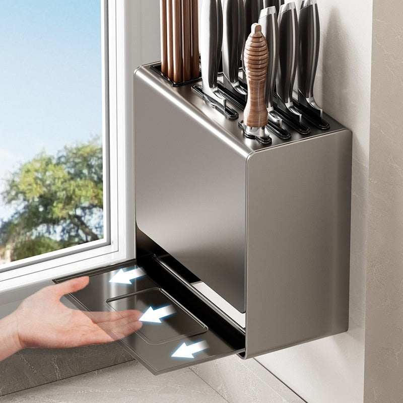 Gun Gray Kitchen Knife Holder Rack