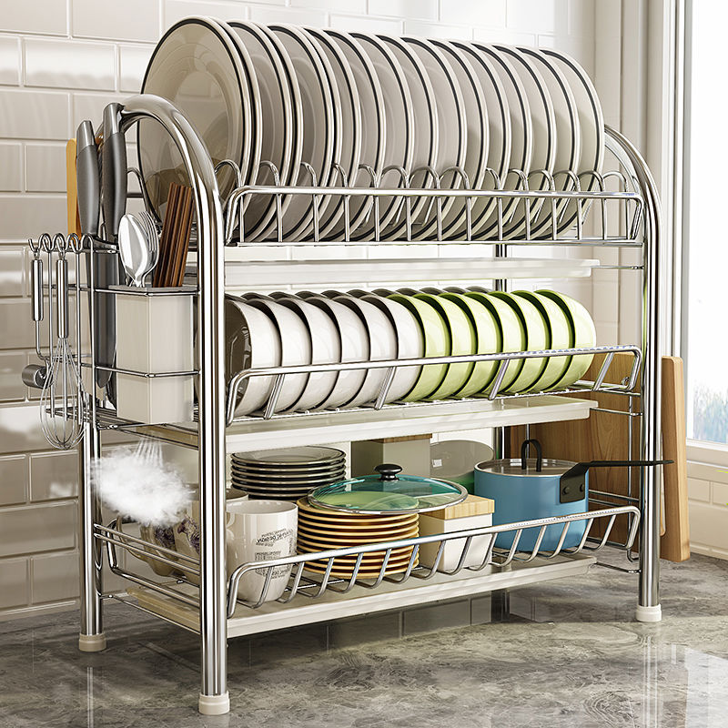 Multi-Layer Kitchen Countertop Dish and Utensil Rack