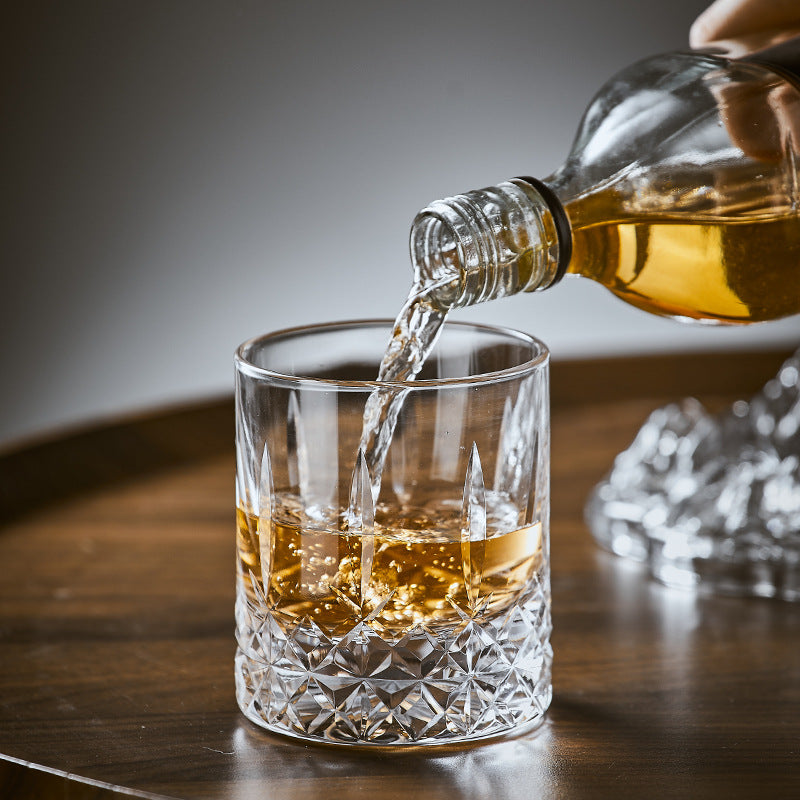 Hand Carved Whiskey Polished Carved Crystal Glasses