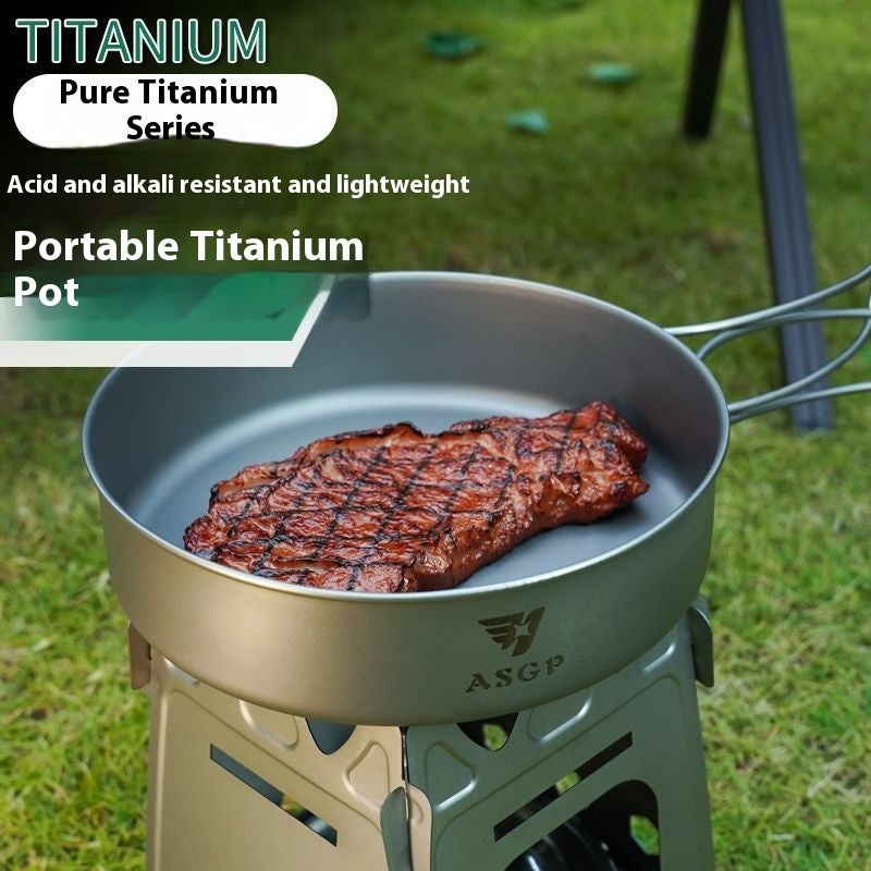 Pure Titanium Frying Pan Portable Cooking Pot