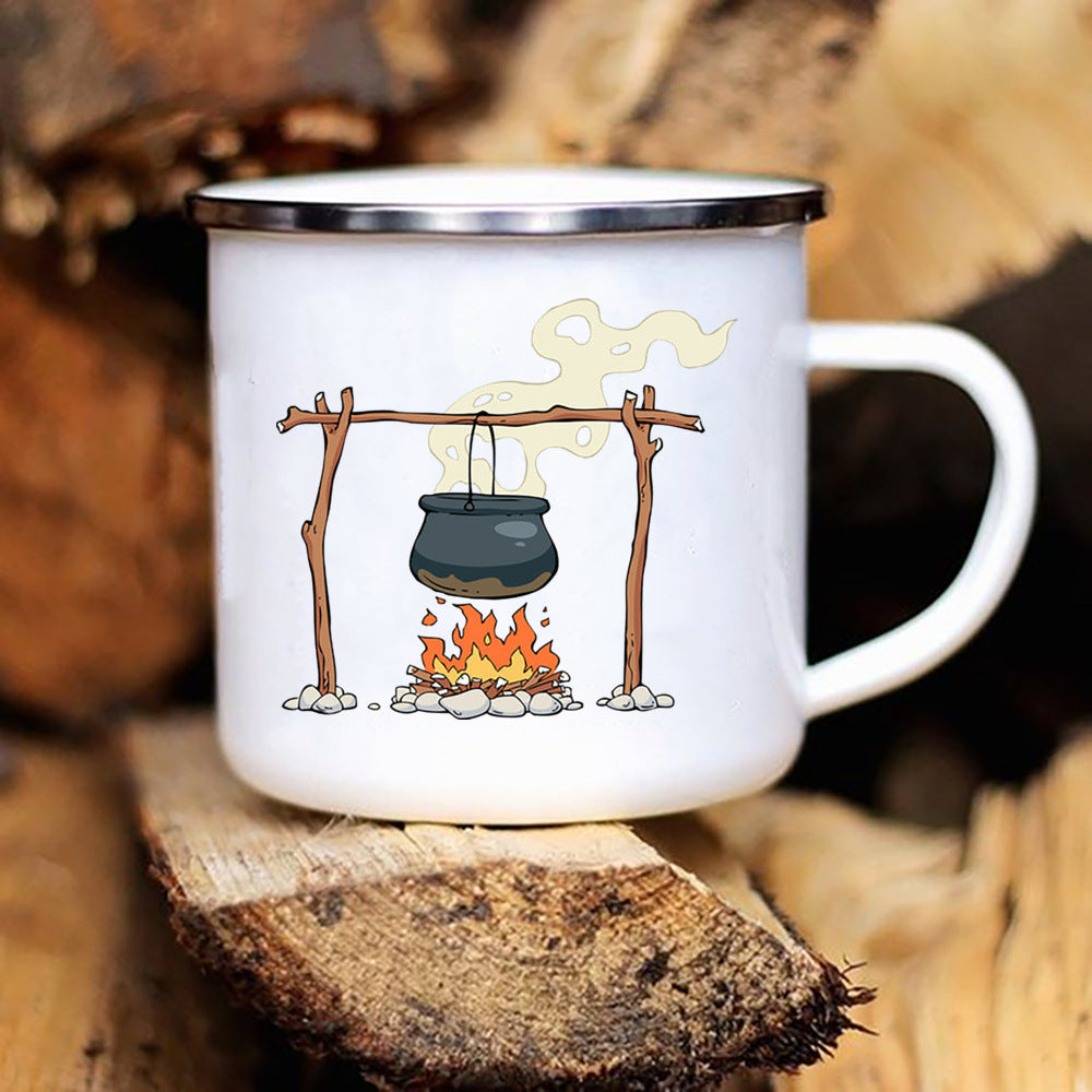 Printed Enamel Camping Mug Caravan Design