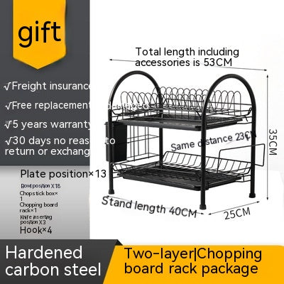 Multi-Layer Kitchen Countertop Dish and Utensil Rack