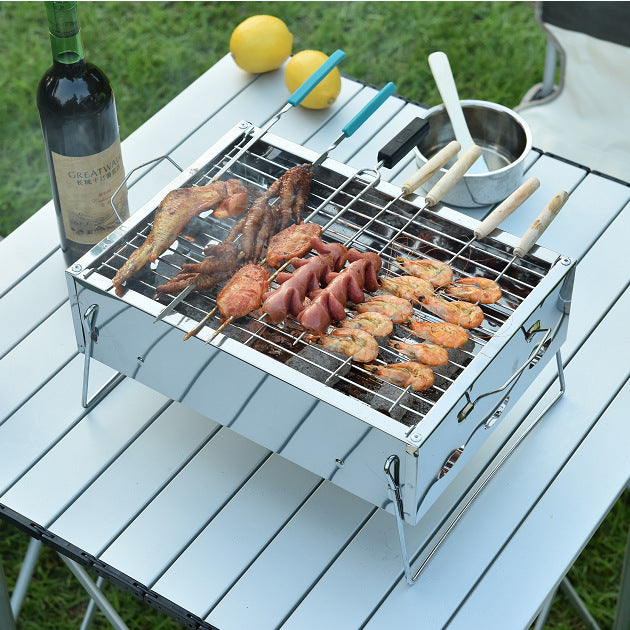Portable Stainless Steel Charcoal Barbecue Grill