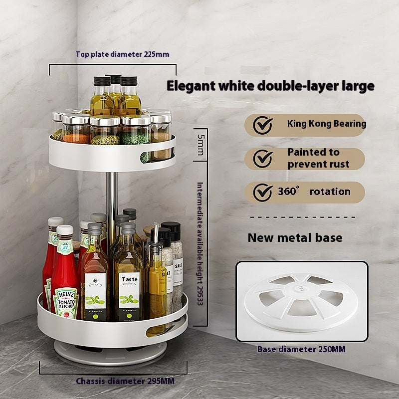 Double-Layer Rotating Kitchen Storage Rack