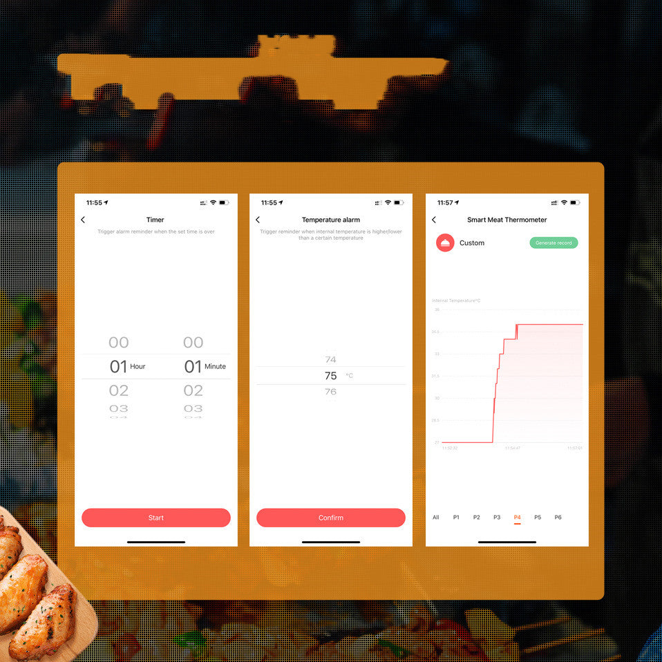 Smart Barbecue Meat Thermometer With Phone App Monitoring