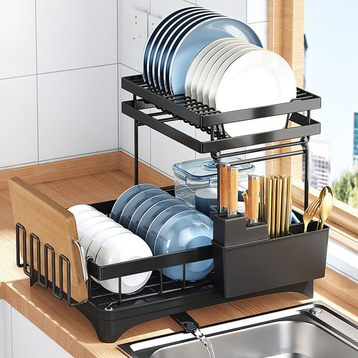 Kitchen Dish Draining and Storage Rack
