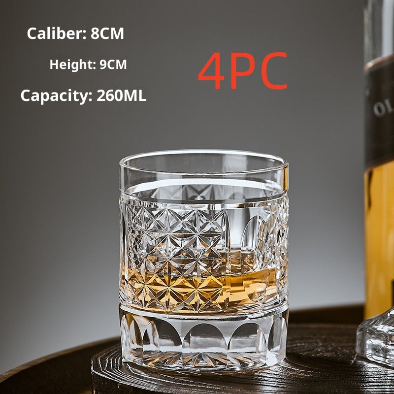 Hand Carved Whiskey Polished Carved Crystal Glasses