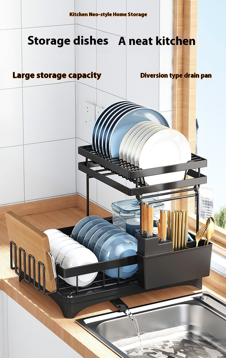 Kitchen Dish Draining and Storage Rack