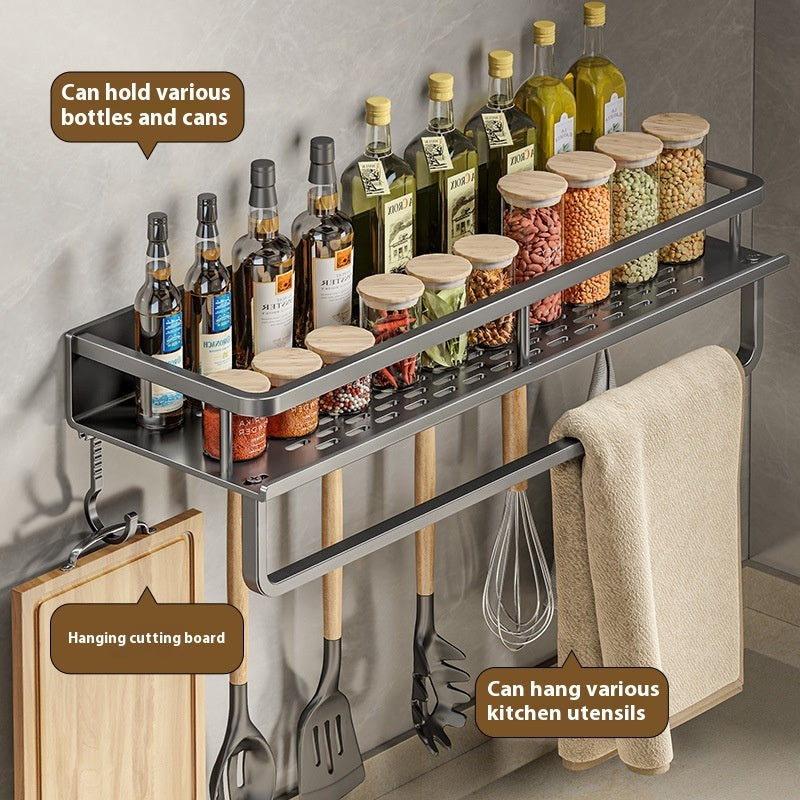 Multifunctional Wall-Mount Kitchen Rack for Seasoning