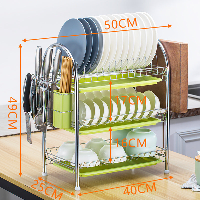 Multi-Layer Kitchen Countertop Dish and Utensil Rack