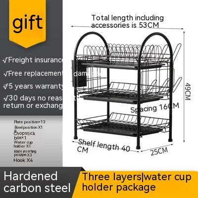 Multi-Layer Kitchen Countertop Dish and Utensil Rack