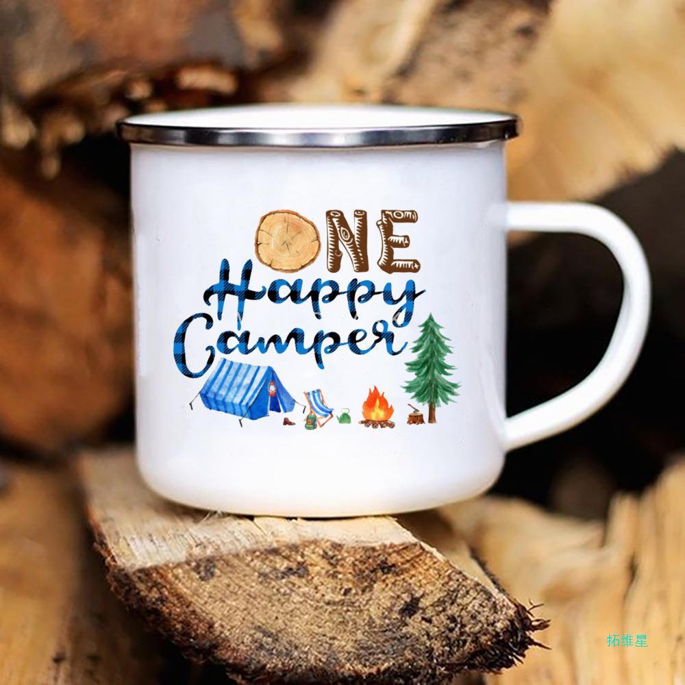 Printed Enamel Camping Mug Caravan Design