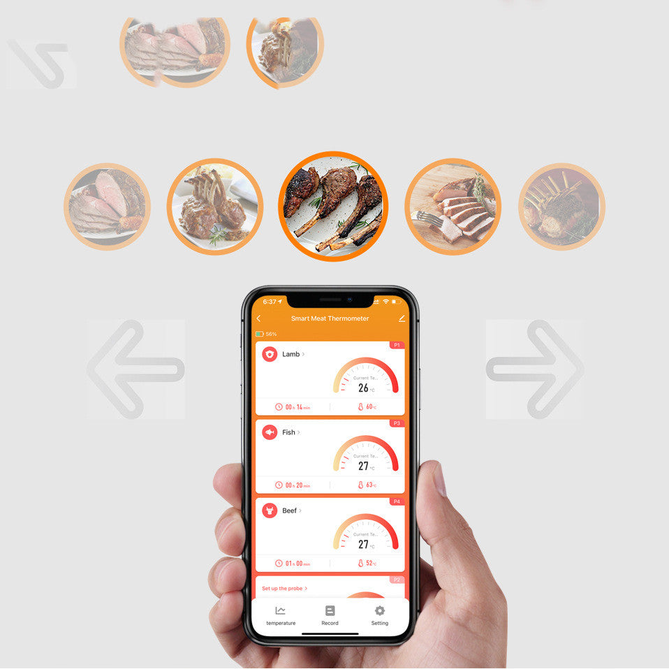 Smart Barbecue Meat Thermometer With Phone App Monitoring
