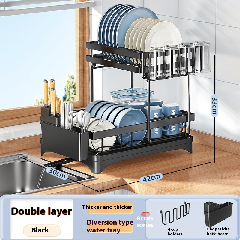 Kitchen Dish Draining and Storage Rack