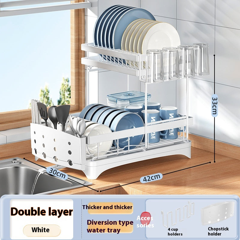 Kitchen Dish Draining and Storage Rack