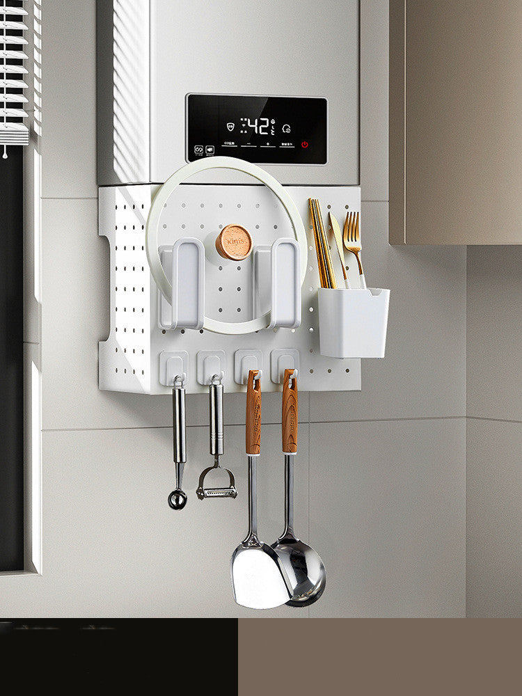 Punch-Free Wall-Mounted Kitchen Utensil Organizer Rack