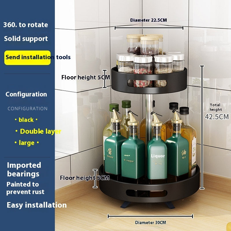 Double-Layer Rotating Kitchen Storage Rack