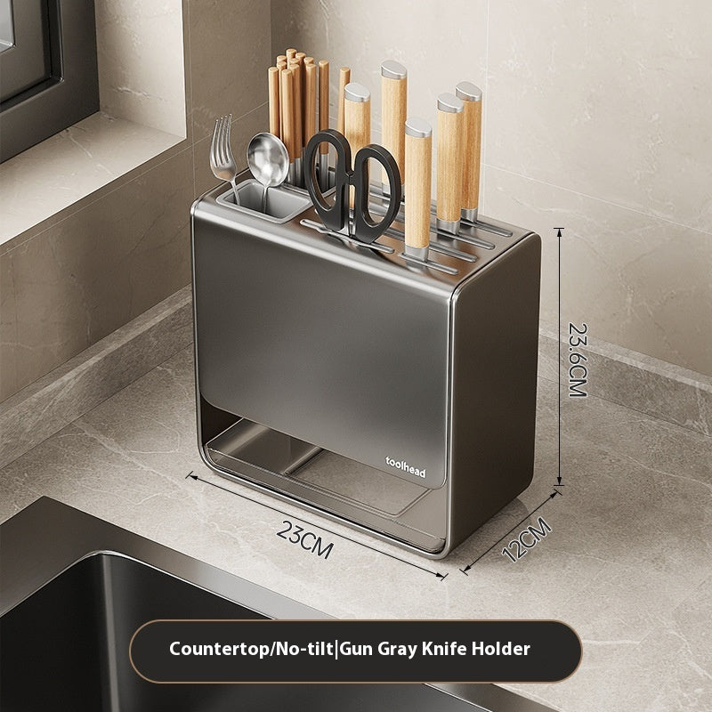Gun Gray Kitchen Knife Holder Rack