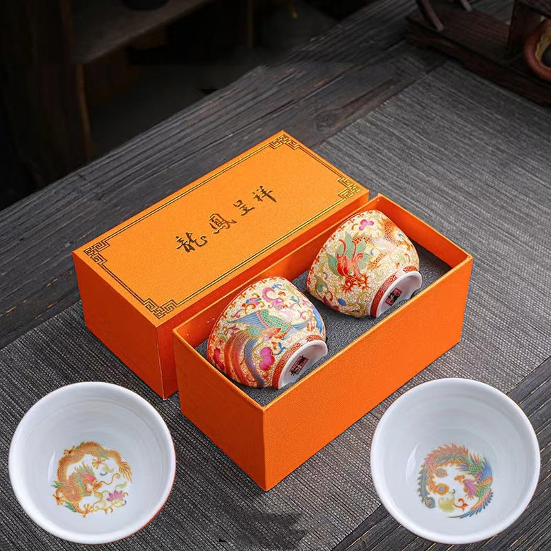 Chinese Retro Enamel Tea Cup Traditional Style Tea Cup