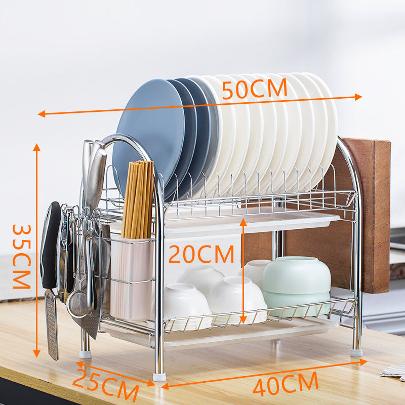 Multi-Layer Kitchen Countertop Dish and Utensil Rack