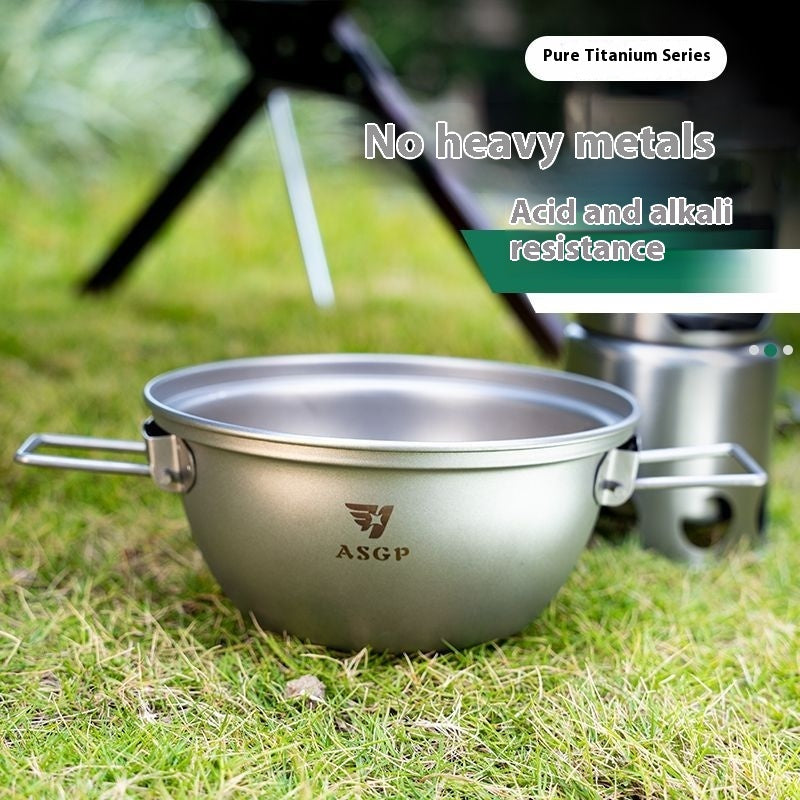 Outdoor Titanium Wok Pure Titanium Camping Pot