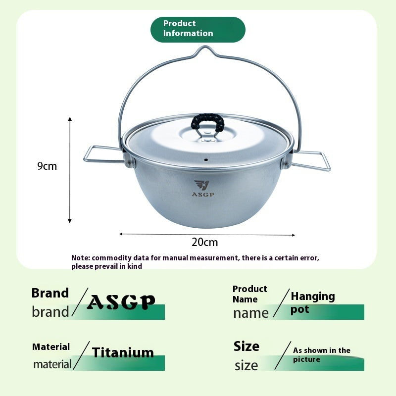 Outdoor Titanium Wok Pure Titanium Camping Pot